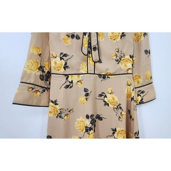 J.O.A Just‎ One Answer Long Sleeve Floral Yellow Rose Dress Size Medium - Picture 5 of 13